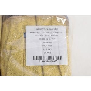 NEW Work Gloves 1 Dozen Of PIP 61-214/ M-L Vinyl coated Cotton Gloves